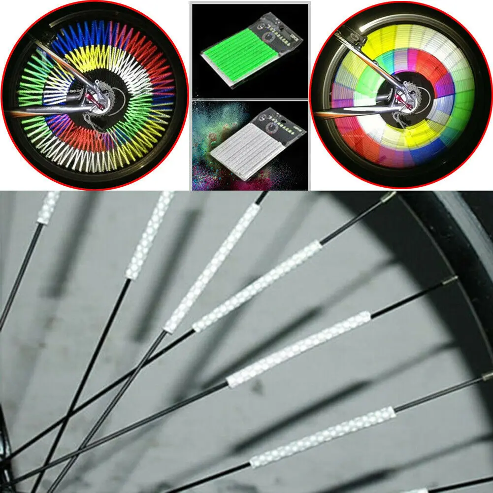 12 шт/комплект колесо для велосипеда обода лампа-рефлектор полосы отражатель для велосипедных колес дорога горный велосипед гору трубки клип безопасность Предупреждение