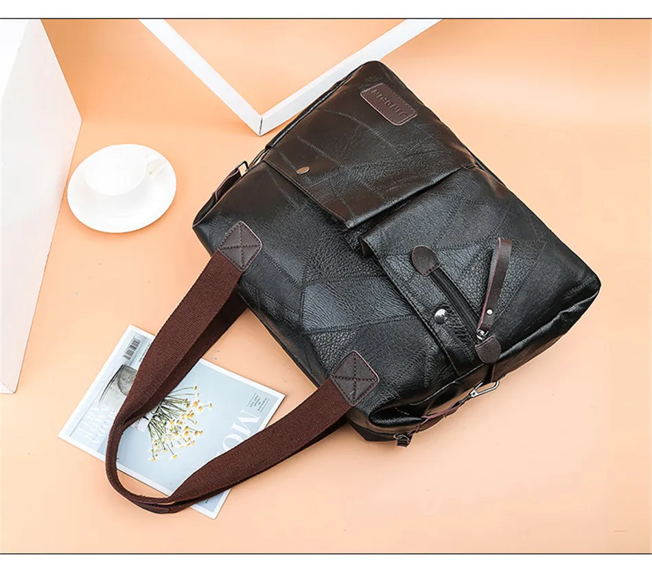 Multi-pocket Casual Large Capacity Women Tote Shoulder Bag PU Leather Ladies Handbag Messenger Bag Soft Shopping Crossbody Bag