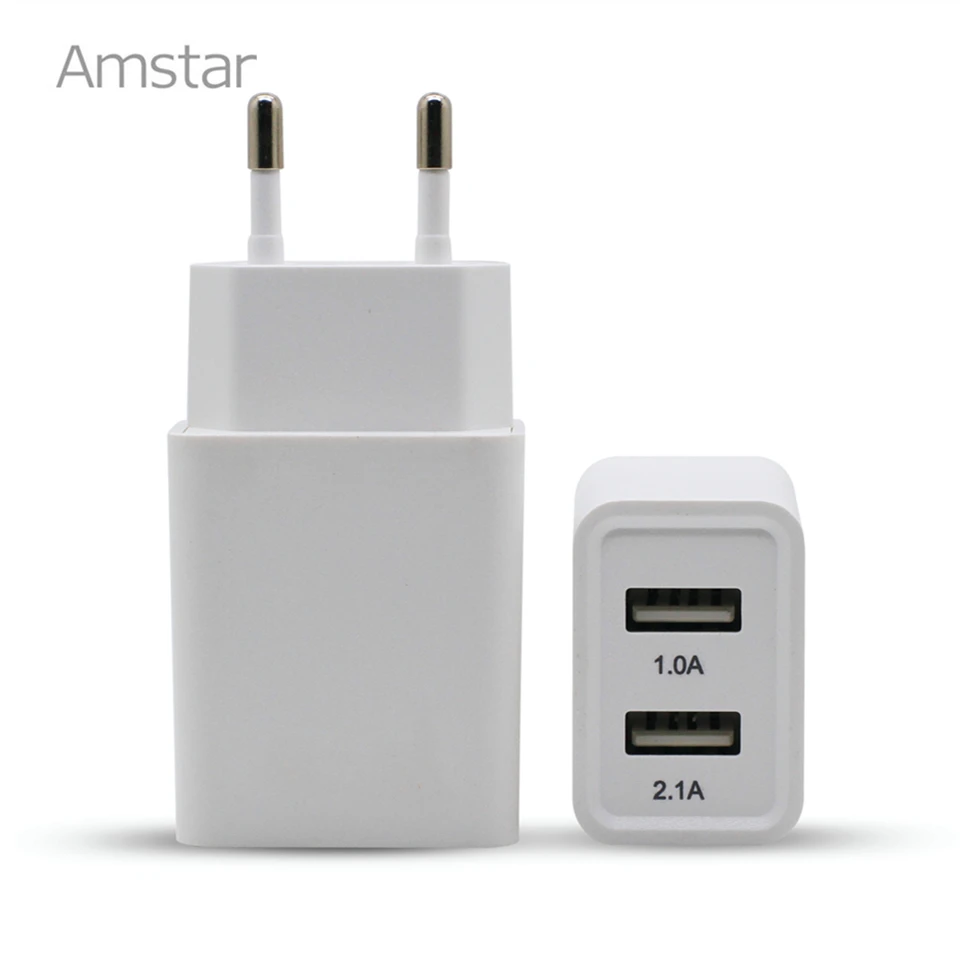 Amstar Dual USB Автомобильное зарядное устройство 5V 2.1A настенный адаптер для iPhone