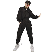 Мужская модная уличная одежда в стиле хип-хоп штаны-шаровары Детский комбинезон мужской Повседневное с длинными рукавами и с капюшоном, брюки-комбинезоны рабочие брюки-карго