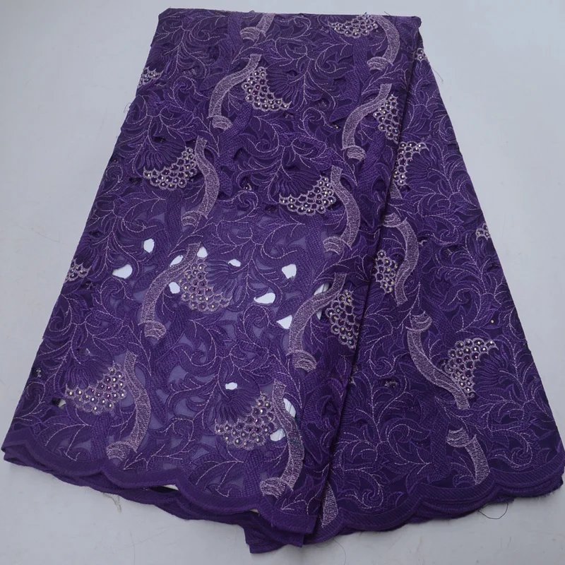 

(5yards/pc) High quality handcut African double organza lace fabric in purple with wonderful embroidery for party dress OP116