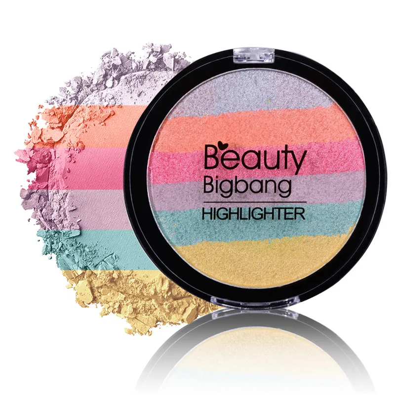 

BeautyBigBang Rainbow Cosmetic Iluminador Highlighter Powder Palette Bronzer Contour Soft Mineral Face Makeup Palette Maquiagem