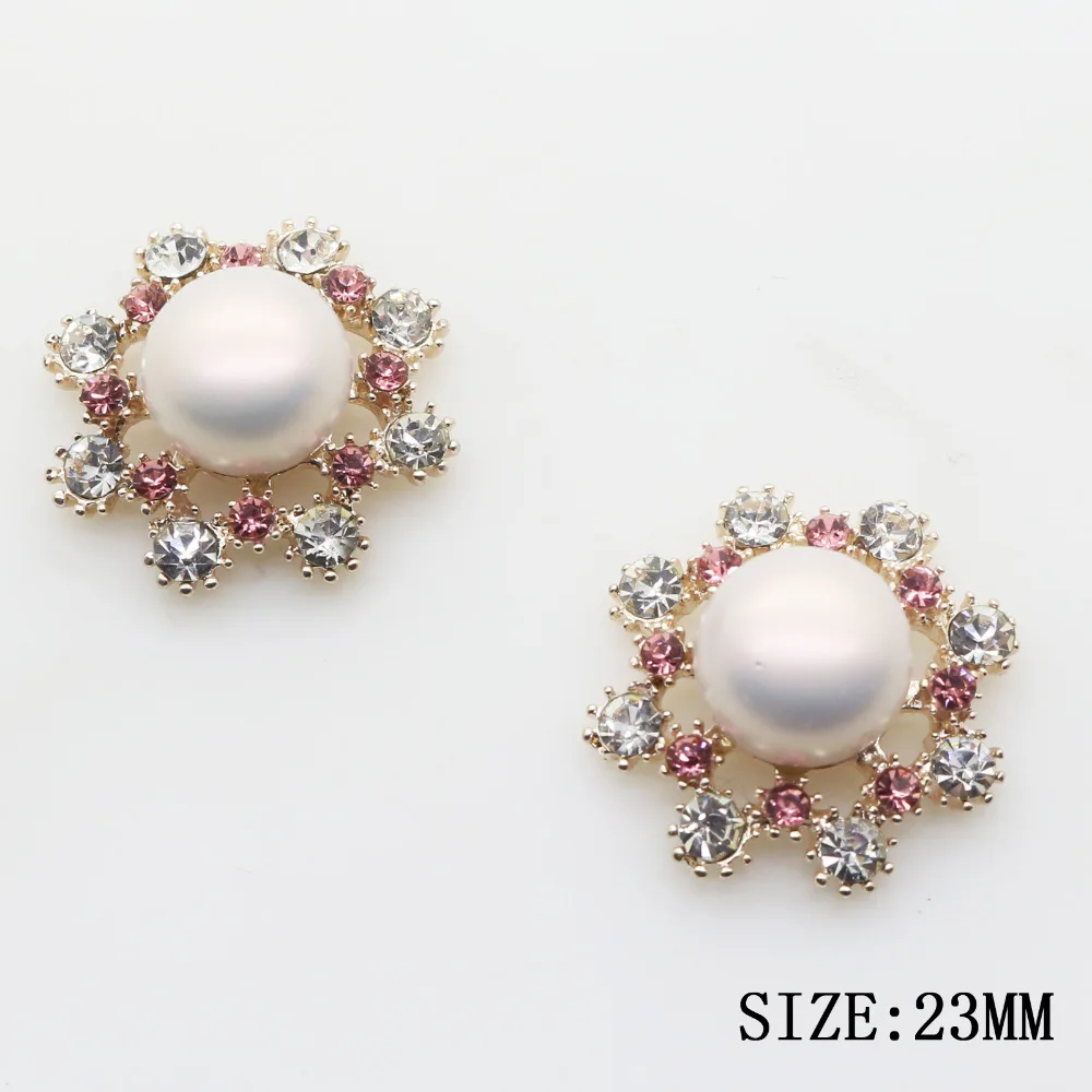 

New Hot 10Pcs 23mm Round Pearl Alloy Diy jewelry Accessories rhinestones pedestal embellishments caps Decoration For Making