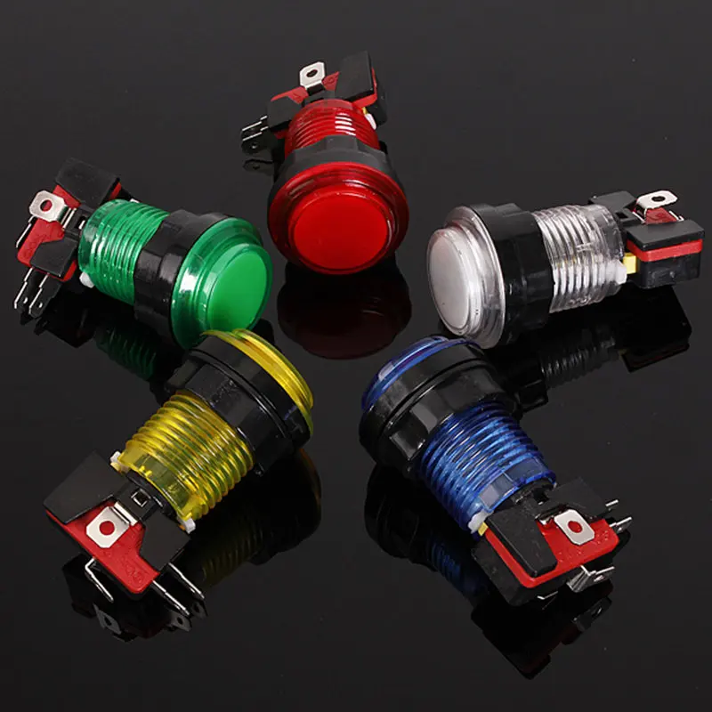 

Hot Sale 12V 24mm Round Arcade Switch 5 Colors Lit Illuminated LED Light Arcade Video Game Push Button Switch New