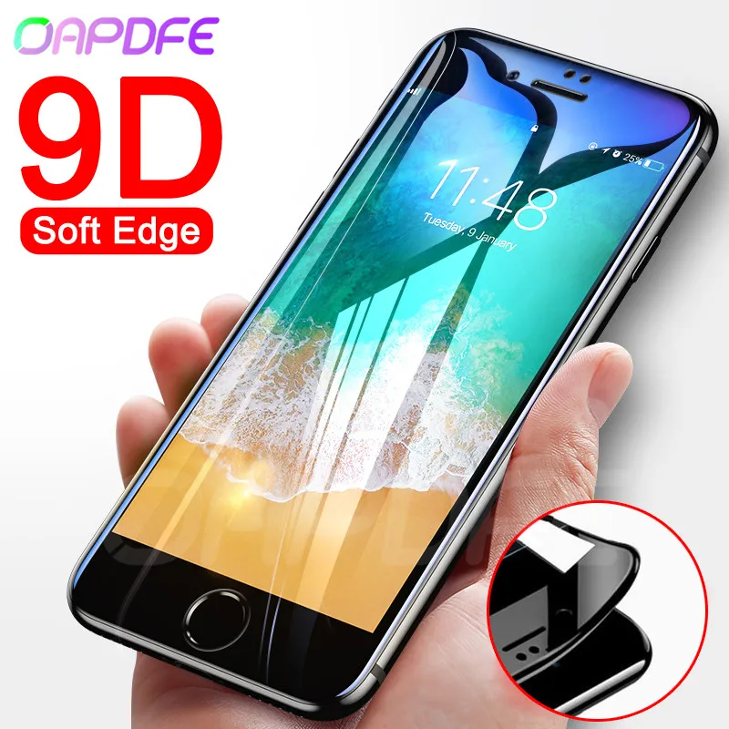 

9D Curved Edge Full Cover Protective Glass On The For iPhone 7 8 6 6S Plus Tempered Screen Protector iPhone X XR XS Max Glass