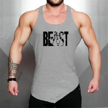 

Beast BEAST letter printing running vest summer cotton irregular hem printing type sports fitness vest