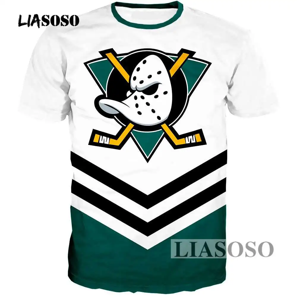 

LIASOSO Summer Men Women Fashion Sweatshirt 3D Print Anaheim Duck T Shirt Short Sleeve Boy Hip Hop Top Round Neck Pullover R3660
