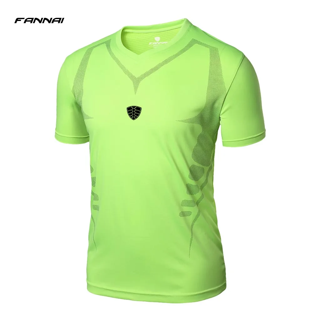 Брендовая мужская футболка быстросохнущая дышащая фитнес-футболки Мужская футболка спортивная рубашка для бега Slim Fit Мужские футболки для бега - Цвет: LS07 green