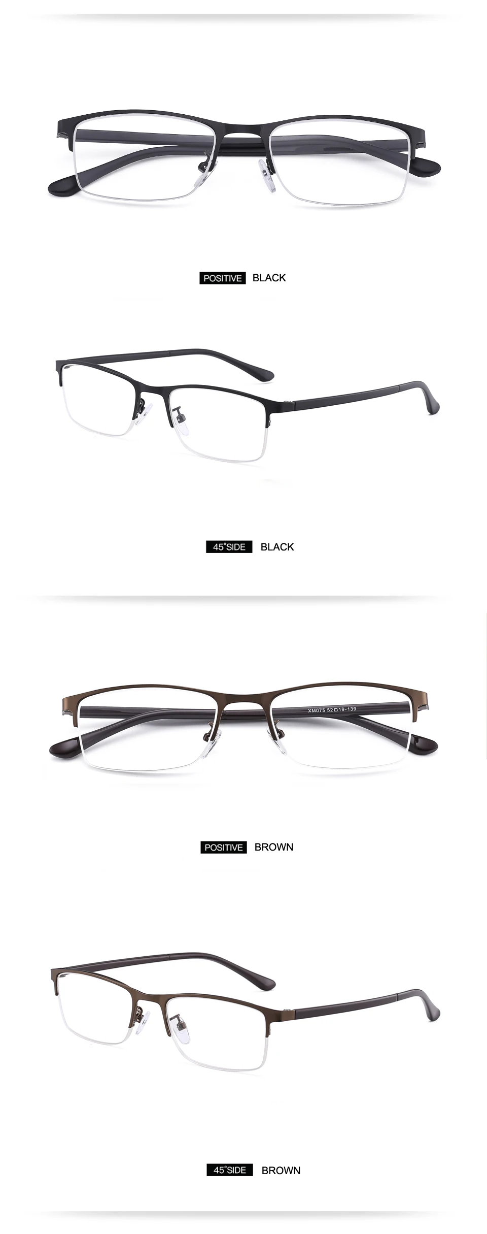 Мужские и женские очки для чтения мужские s металлическая полуоправа смола линзы очки для чтения+ 1 1,5 2 2,5 3 3,5 4 диоптрий с чехлом