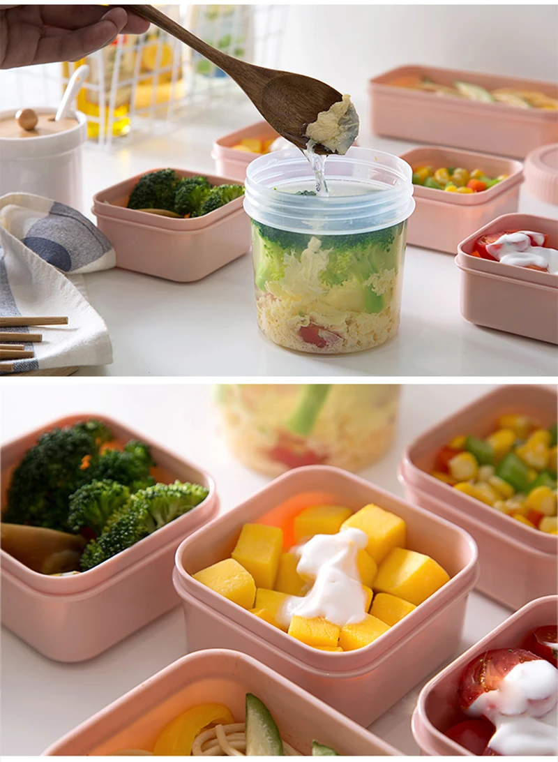 TUUTH Microwave Lunch Box Set Independent LatticeLeak-Proof Refrigerator Storage Box Portable Bento Box For Kids White Collar A8