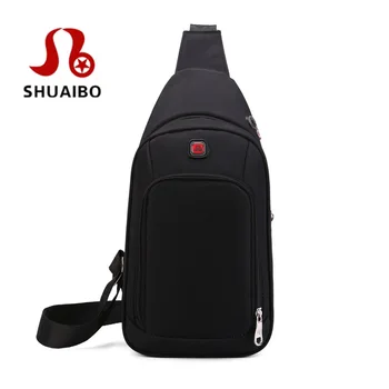

SHUAIBO Brand Bag Men Small Travel Chest Pack Split Canvas Mens Shoulder Messenger Bags Single Strap Rucksack Chest Bag