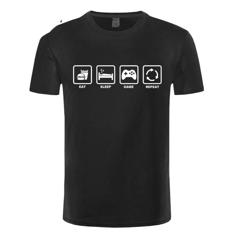 Брендовая одежда Eat Sleep Game Repeat геймер гик компьютерная забавная Футболка Мужская