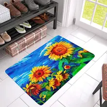 Первоначально картина маслом подсолнухи противоскользящие домашнего декора, Indoor половик у двери cm Коврик для прихожей Декор