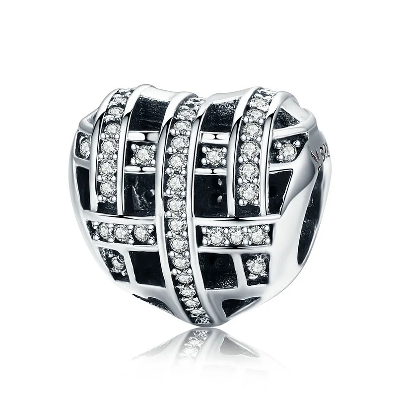 

MOWIMO Enchanted Heart Beads 100% 925 Sterling Silver CZ Stone Fit Original Pandora Bracelet Charms DIY Jewelry Making BKC566
