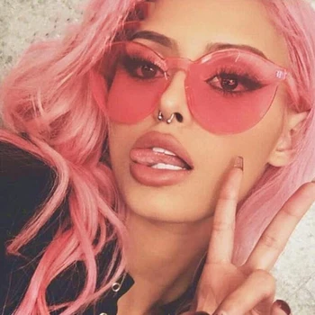 

2018 New Fashion Women Rimless Flat Sunglasses Luxury Brand Designer Sun Glasses For Ladies Men Vintage Candy Color Muje UV400