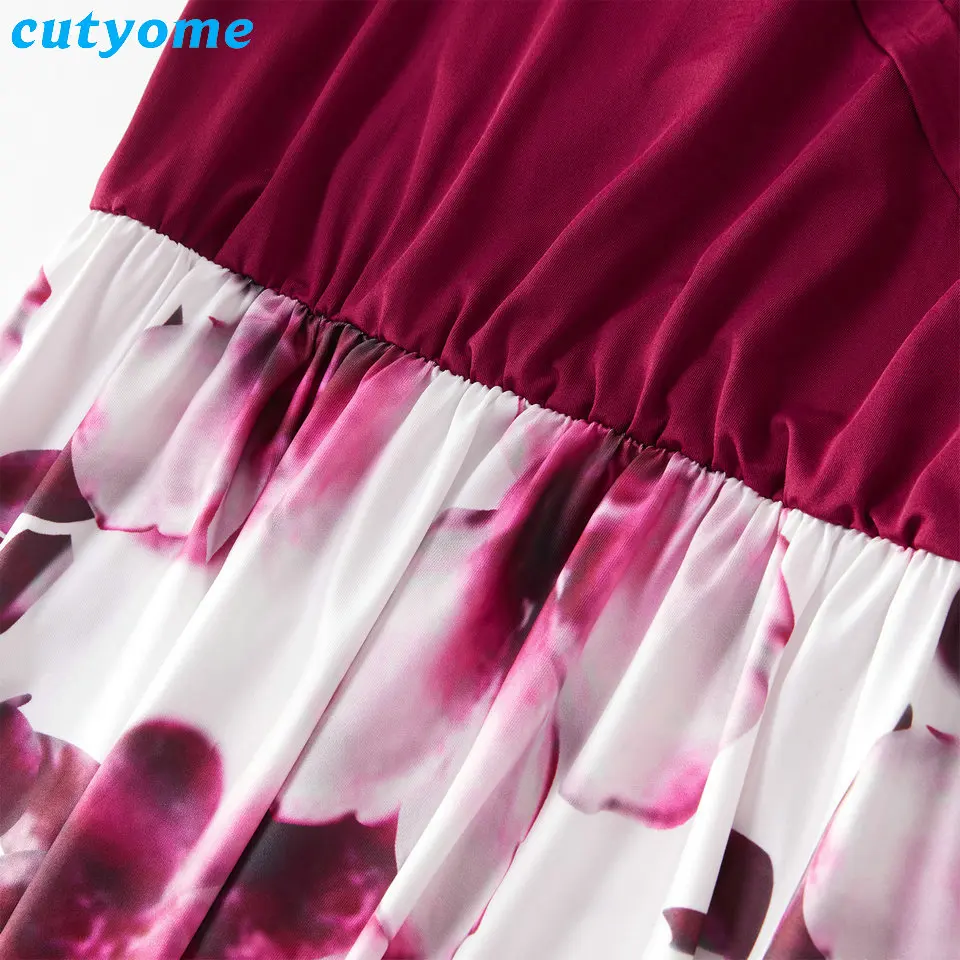 Mom And Daughter Family Sleeveless Patchwork Dress Clothes Matching Mommy And Me Women Kids Girls Floral Mother Dresses Outfits (9)