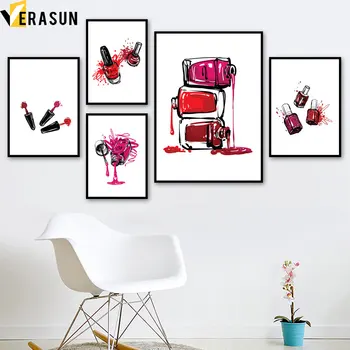 

Fashion Makeup Nail Polish Nordic Posters And Prints Modern Wall Art Canvas Painting Wall Pictures for Living Room Home Decor