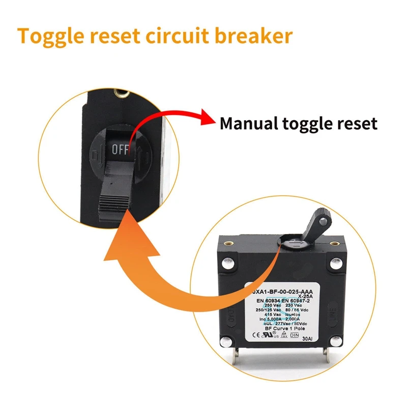 Горячий-Черный тумблер сброс автоматический выключатель магнитный переключатель Ac/Dc защита от перегрузки тока задний монтаж с винтами M3
