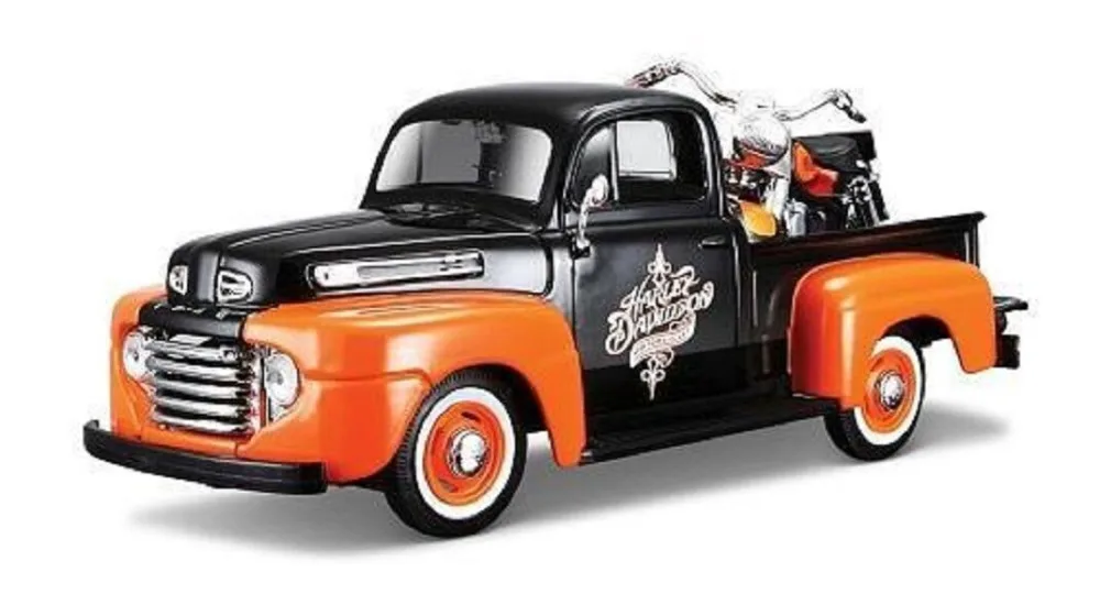 

Maisto 1:24 1948 Ford F-1 PICKUP Harley 1958 DUO GLIDE Motorcycle BIKE Diecast CAR MODEL Toy NEW IN BOX