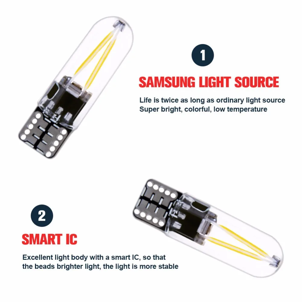 1 шт. W5W led cob стеклянный автомобильный светильник Led лампа с поворотным сигналом