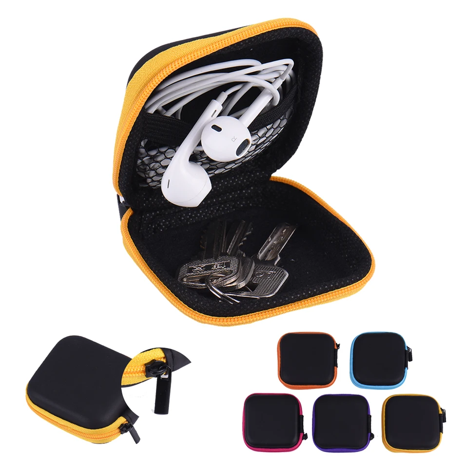 2017 Portable Mini Zipper Hard Headphone Case PU Leather Earphone