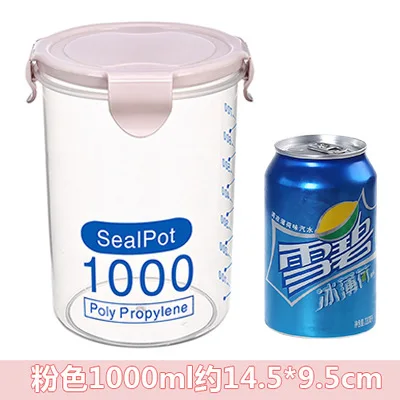 pinkL1000ML Кухня стекируемые Sealpot со шкалой Пластик контейнер для хранения для Еда контейнер для крупы органайзер для холодильника хранения AT30 - Цвет: pinkL1000ML