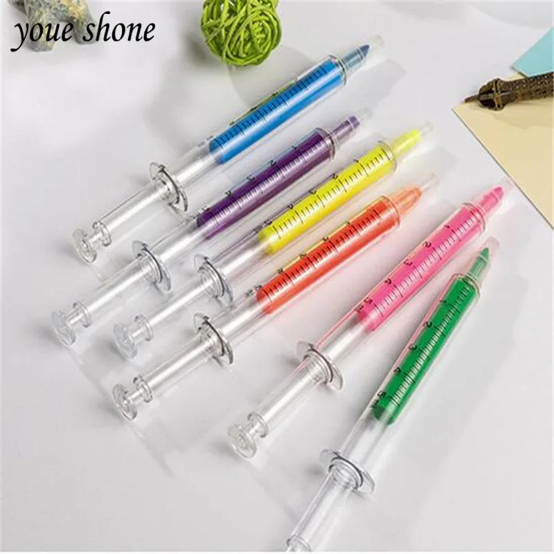 

1PCS Syringe Highlighter 0.6mm Korea Creative Stationery Cool Syringe Pen Cute Colorful Easy To Write Good Quality YOUE SHONE