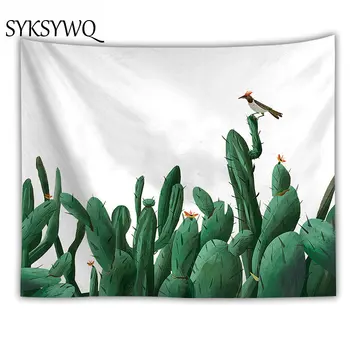 

green cactus fabric wall hanging wall blanket decoration bedroom new drop shipping mexican blanket tapestry