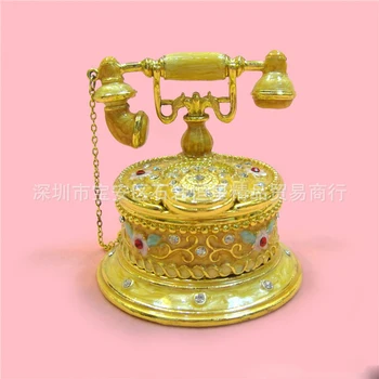 

European Chinese style Metal enamel painted crafts Old style phone, home decoration desktop ornaments (A494)