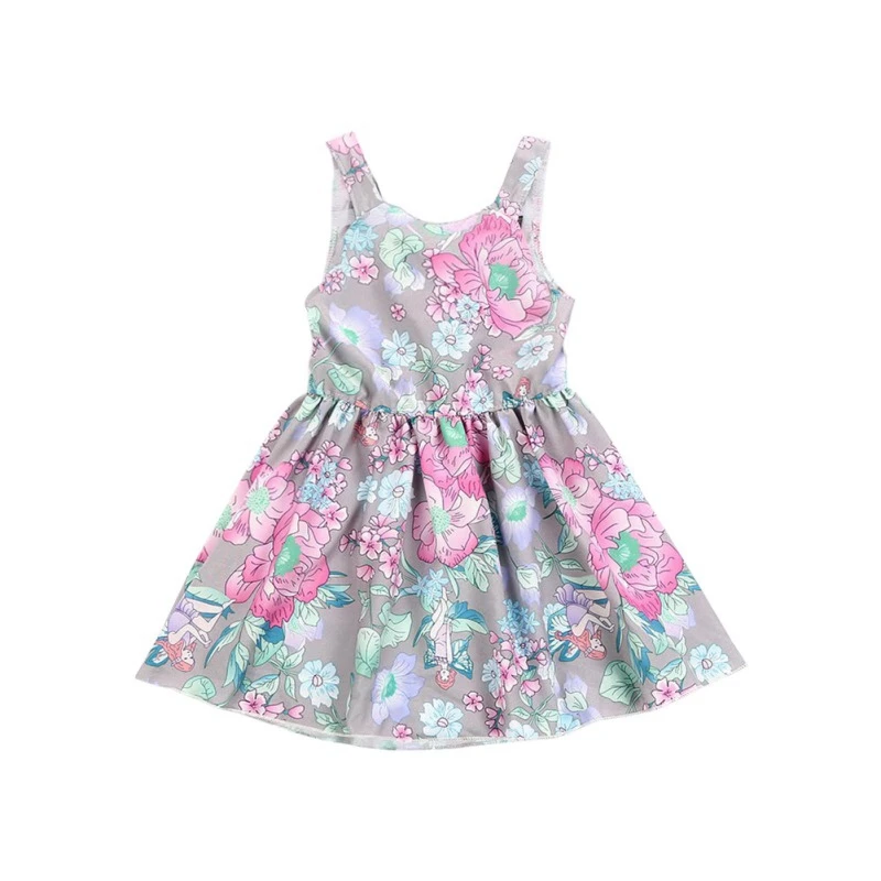 Baby Girl Dress 2019 New Baby Dresses Floral Print Birthday Dress For Girl Summer Sleeveless Lace Baby Clothes Dresses Princess