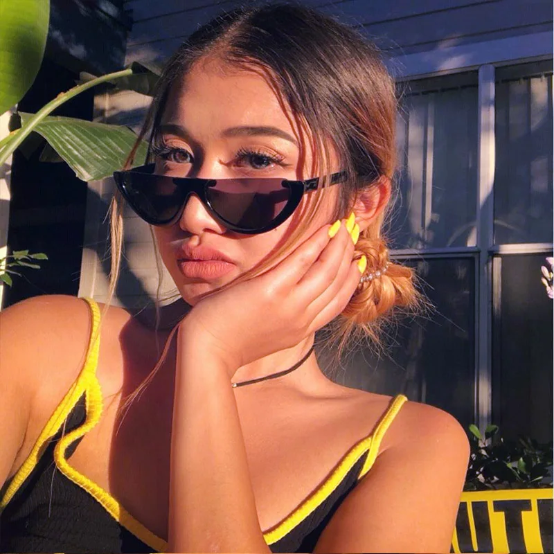 126.55руб. 61% СКИДКА|Солнцезащитные очки, крутые, трендовые, полуоправа, без оправы, кошачий глаз, солнцезащитные очки для женщин, 2018, модные, прозрачные, брендовые, дизайнерские, солнцезащитные очки для женщин-in Женские солнцезащитные очки from Аксессуары для одежды on AliExpress 