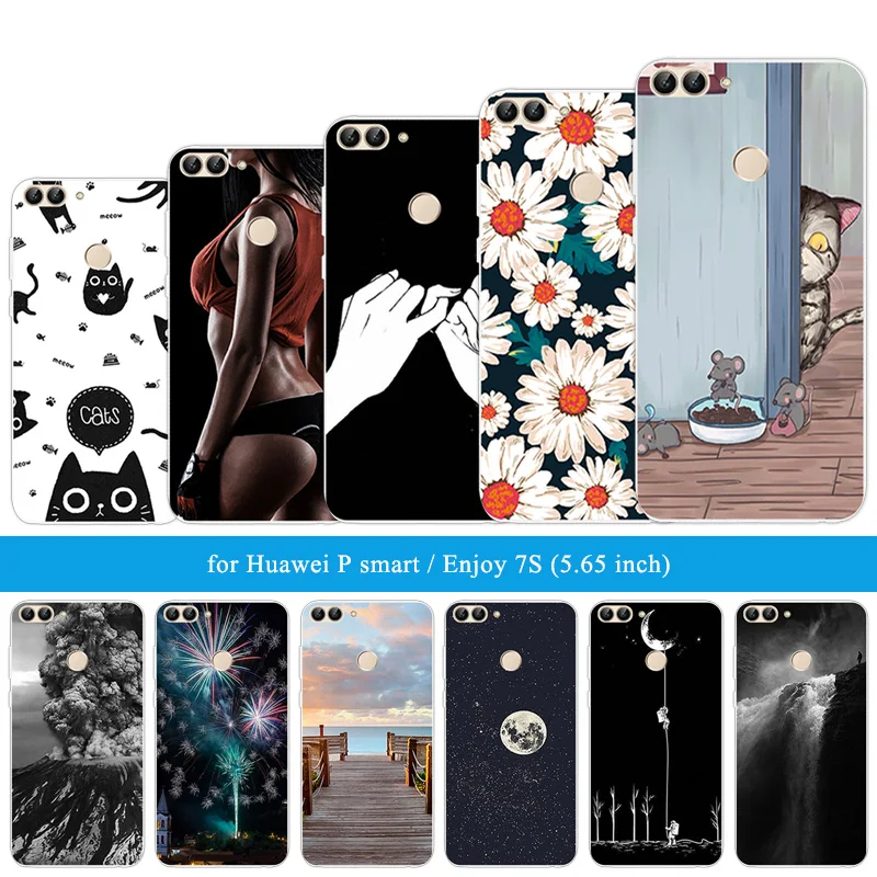 for Huawei P Smart Ultrathin Phone Case 5.65 inch Enjoy 7S Fitted Soft Silicone Cover PSmart Wooden Capa | Мобильные телефоны и