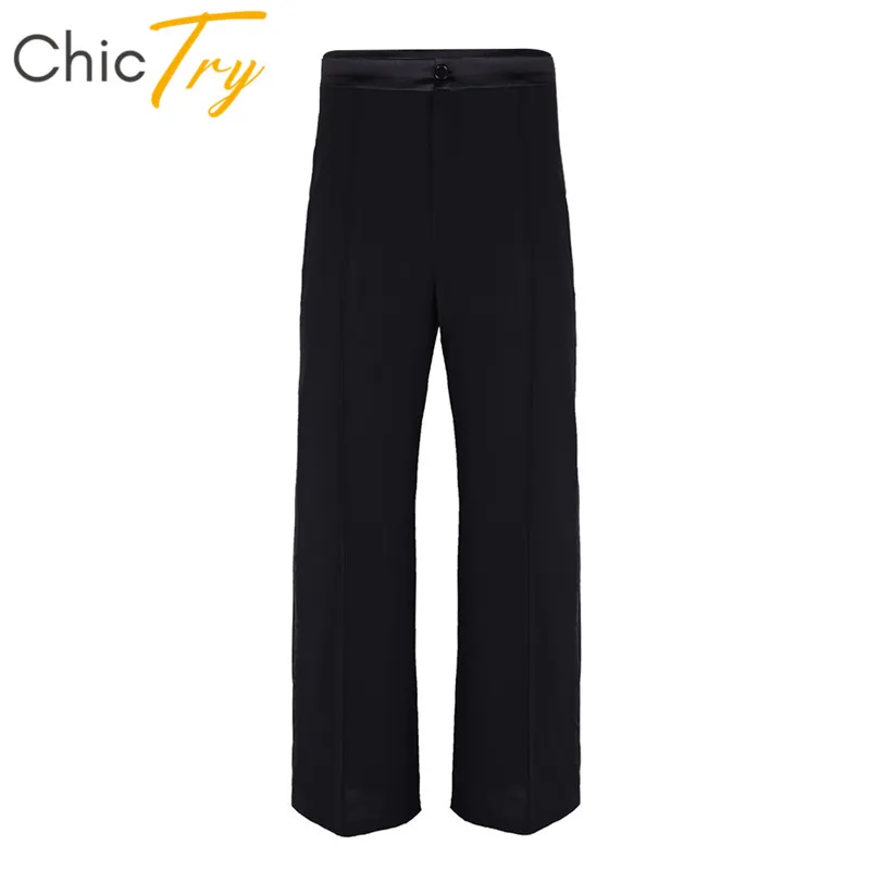 

ChicTry Men Black Long Pants Soft Latin Dance Pants Ballroom Tango Modern Salsa Practice Dance Wear Adult Stage Dance Costume