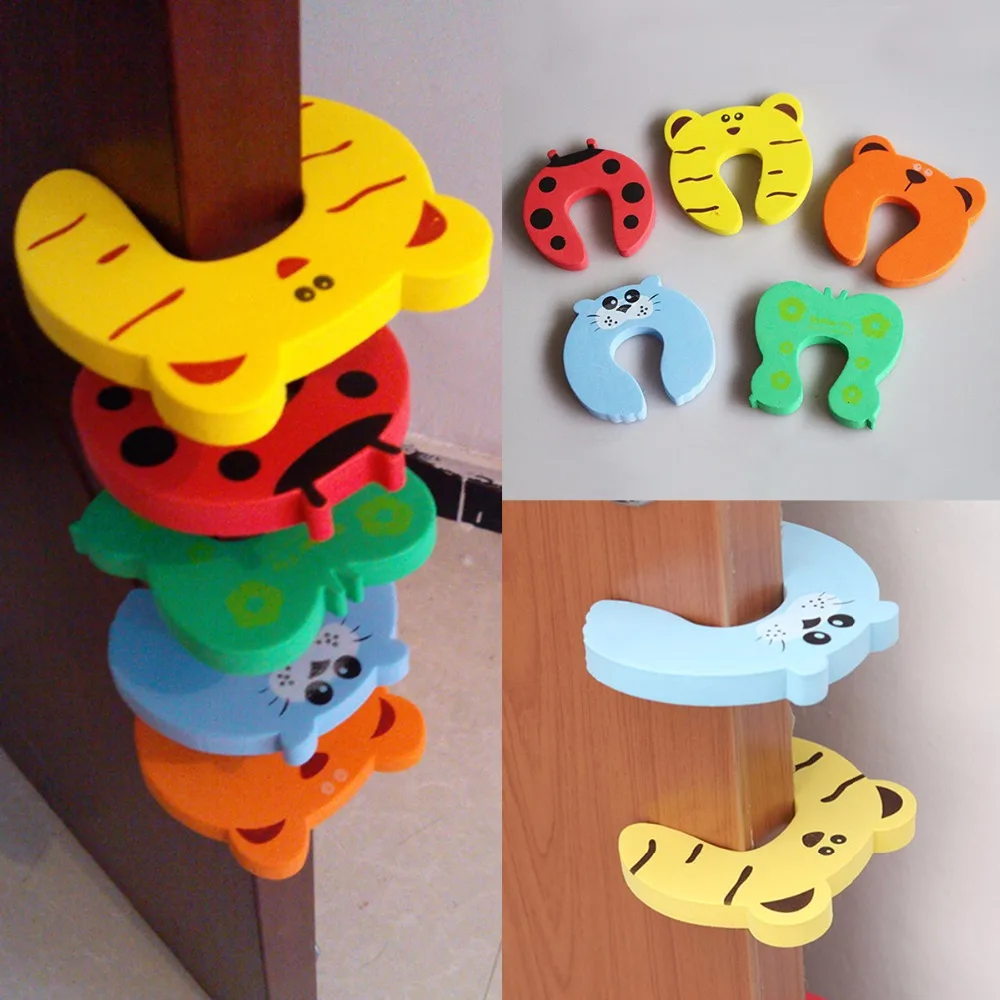 

4pcs/lot Baby Kids Safety Door Stopper Cartoon Animal Protecting Corner Guard Jammers Security Guard Holder Pad Lock