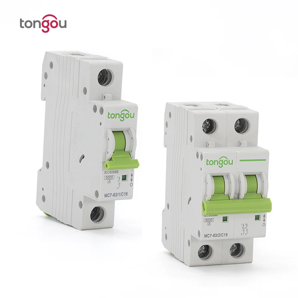 1P 2P 1A 6A 10A 16A 20A 25A 32A 40A 50A 63A disyuntor en miniatura 6KA 110V/220V/400V 50/60HZ MCB TOMC7 63