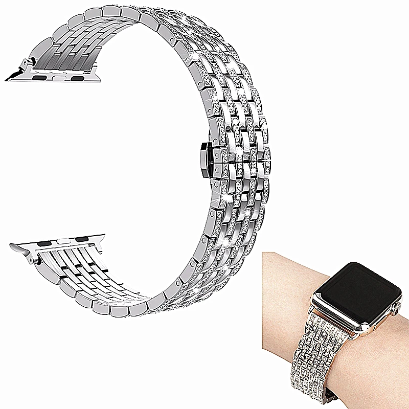 

Crystal Rhinestone Diamond Luxury Stainless Steel Bracelet Watch Band Strap Watch Bands for Apple watch Series 1/2/3 38/42mm