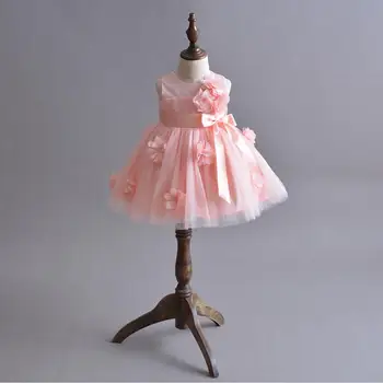 

Baby Christening Gowns Infant Baby Girl Dress Baptism 3D Chiffon Flower White Summer Dresses for Baby Girl Wedding