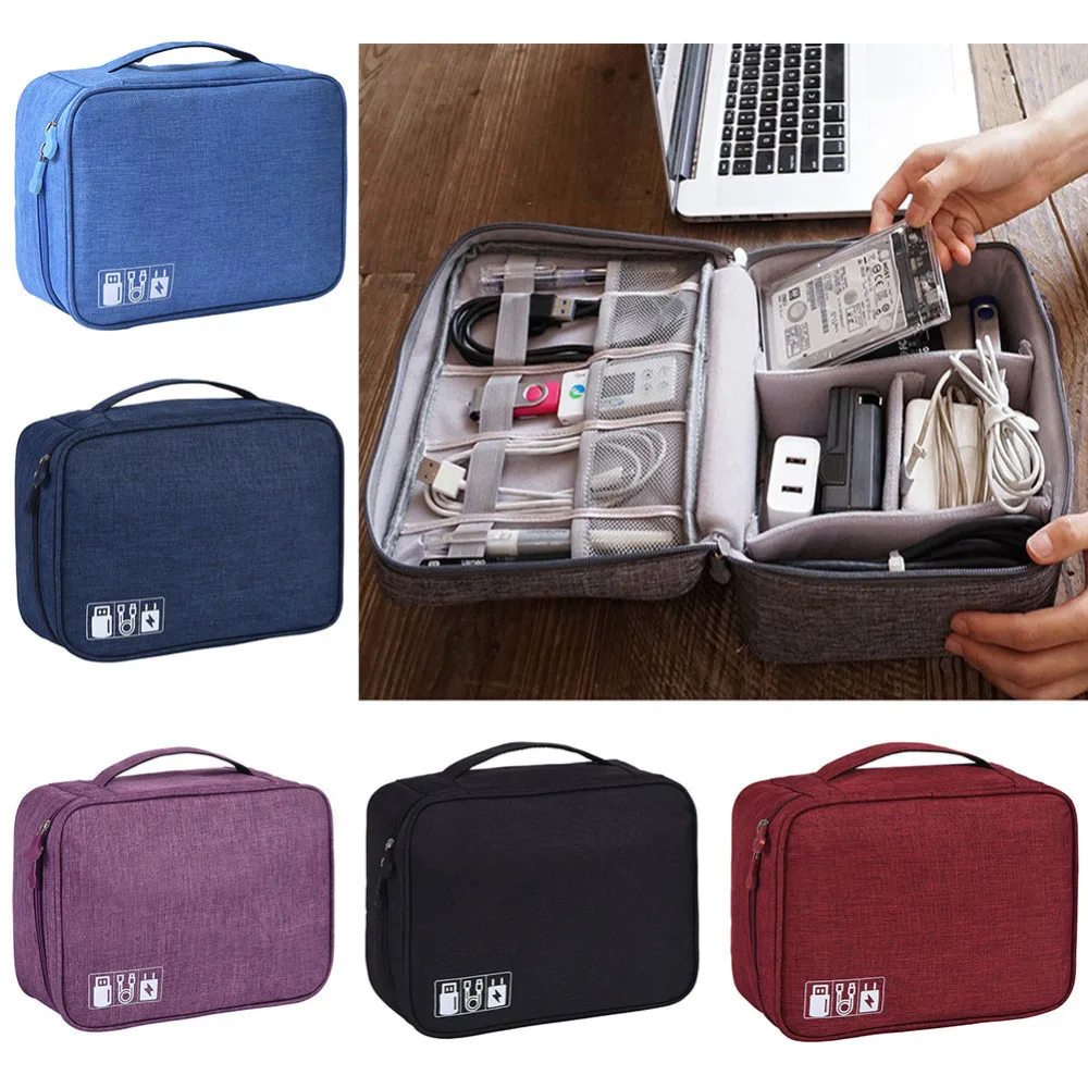 

Travel Digital Device Cable Bag Portable Digital Accessories Container USB Gadget Organizer Charger Wires Zipper Storage Case