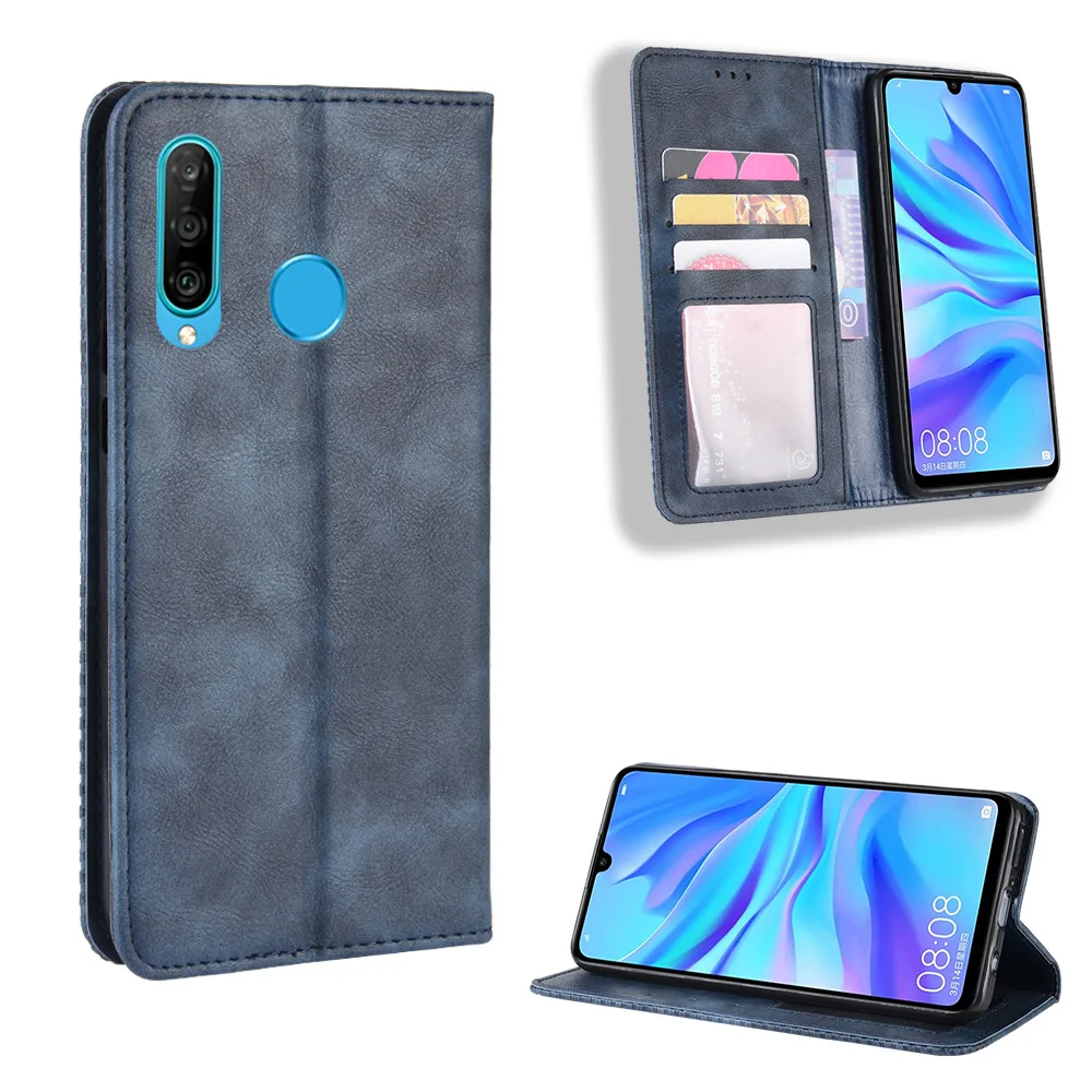 huawei snorkeling case Sang Trọng Retro Da Slim Flip Cover Huawei P30 Lite Ốp Lưng MAR-LX1M MAR-LX2J Ví Thẻ Đứng Từ Quyển Sách Bao Da Ốp Lưng Điện Thoại huawei phone cover