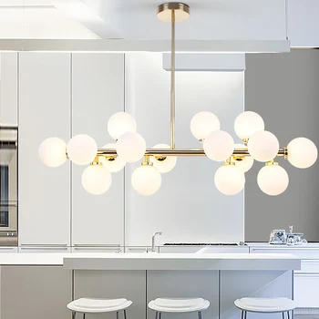 

Modern Golden Lamp Led Chandeliers Light Glass Globe Led Hanging Lamp Fixtures Indoor Lighting Lustre luminaria Suspend Lamp