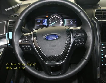 

Lapetus Steering Wheel Cover Trim 1 Pcs / Carbon Fiber Style ABS Fit For Ford Explorer 2016 2017 2018 Accessories Interior