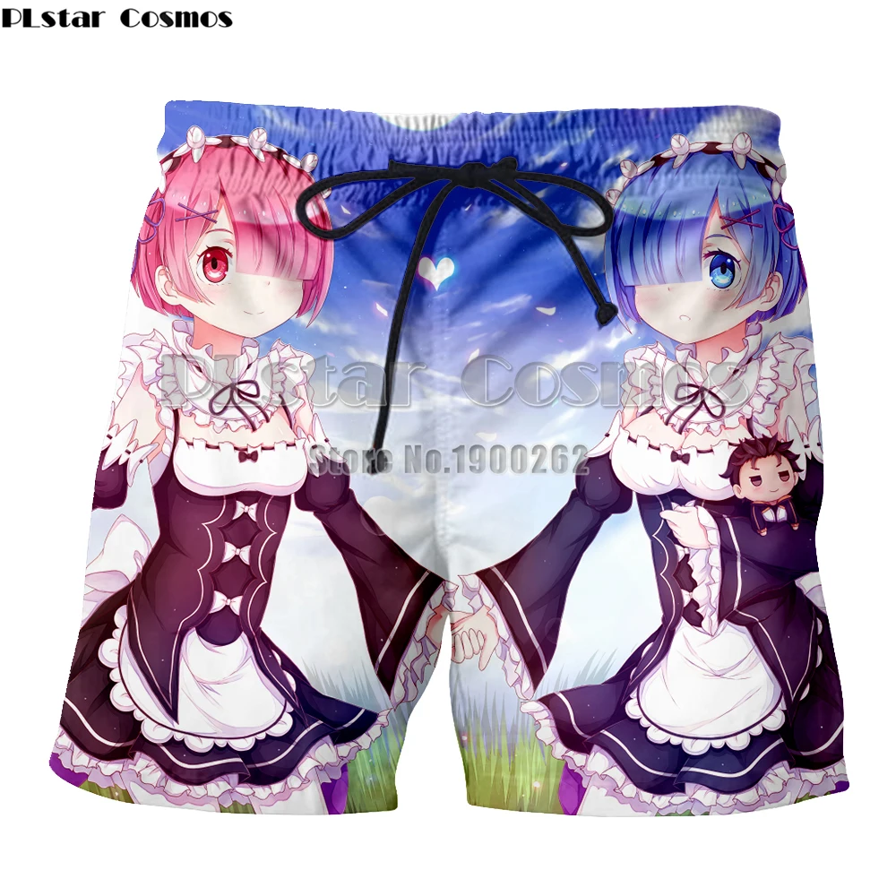 

PLstar Cosmos Cartoon Anime Re Zero 3D Print New style Fashion Mens shorts Print 3d Casual shorts Plus size S-5XL