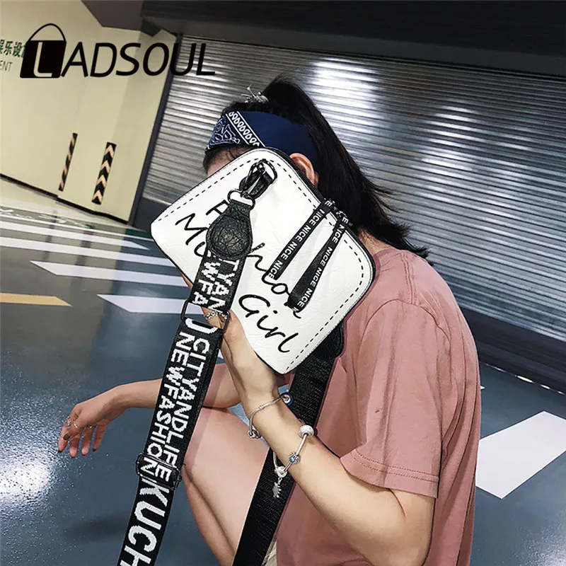 LADSOUL Crossbody shoulder bag Women Bag Tide Shell Wide Shoulder Strap Wild Letters Canta mochilas | Багаж и сумки