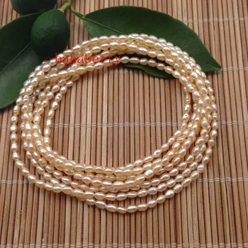 

New fashion simple natural freshwater pearl white pink irregular rice 3-4MM pearl bracelet necklace long 160CM