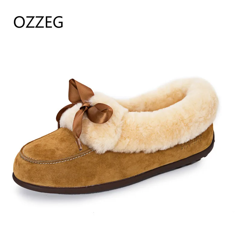 

2017 New Arrival 100% Real Fur Women Flats Genuine Leather Winter Shoes for Women Comfortable Slip on Loafers Warm Shoes Women