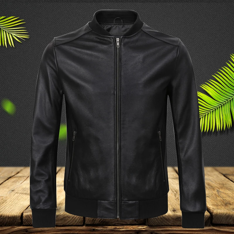 

Leather Jacket Cow 2019 Autumn Simple Brand New Classical Genuine Leather Jacket Men