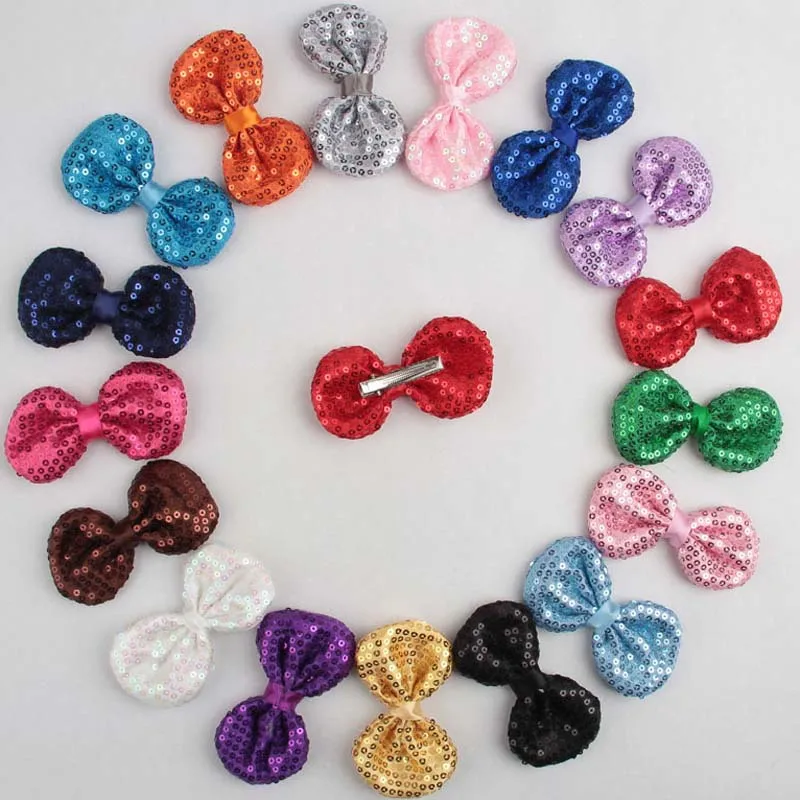 20pcs/lot Sequin Bowknot Decorative Bow Hair Clip Glitter Hair Bow