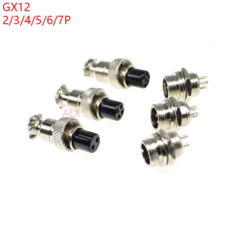 

1SETS GX12-2/3/4/5/6/7 12mm Diameter aviation plug socket Circular connector GX12 2PIN 3PIN 4PIN 5PIN Male & Female connectors