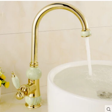 Top QualityJade and copper washroom basin faucet sink tap mixer hot & cold water basin mixer sink faucet  torneira cozinha