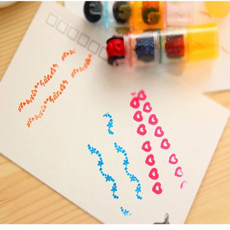 

Baby Toys Combination Stamps Toy Pen Cycle Roller Stamp Kids DIY Handmade Scrapbook Photo Album Students Kids Gift
